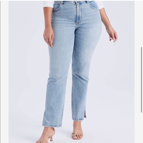 Abercrombie curve love 90’s straight ultra high rise vent hem jeans size 33 - Picture 3 of 9